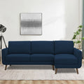 Adorn India Damian L Shape 6 Seater Sofa Set RHS (Blue) (3 Year Warranty)