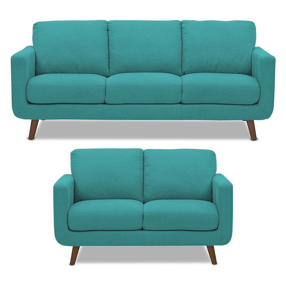 Adorn India Damian 3+2 5 Seater Sofa Set (Aqua Blue) (3 Year Warranty)