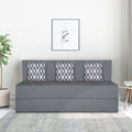 Adorn India Easy 3 Seater Sofa Cum Bed (Rhombus Pattern) Chennile Fabric - Washable Cover - Including 3 Cushion - Size 5' x 6' Ft (Grey Color) Perfect for Home & Office for Guests