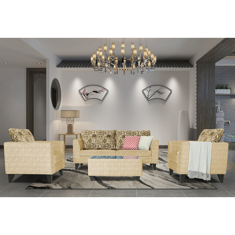 Sheldon Craftys 3+1+1 5 Seater Sofa Set with Centre Table (Beige)