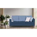 Adorn India Straight Line Plus Stripes 3 Seater Sofa (Blue) (3 Year Warranty)