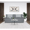 Adorn India Easy Alyn Plus Stripes 4 Seater Sofa Cum Bed (6x6, Grey) (Wood) 4-Person Sofa