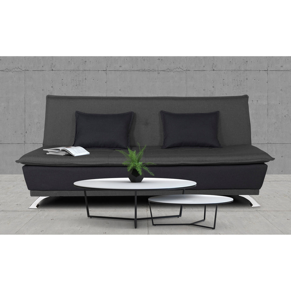 Exclusive Two Tone Arden 4 Seater Wood Sofa Cum Bed 4x6(Dark Grey & Black)