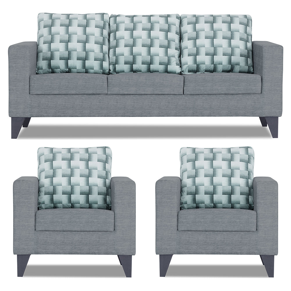 Adorn India Straight line Plus Bricks 3+1+1 5 Seater Sofa Set (Grey)