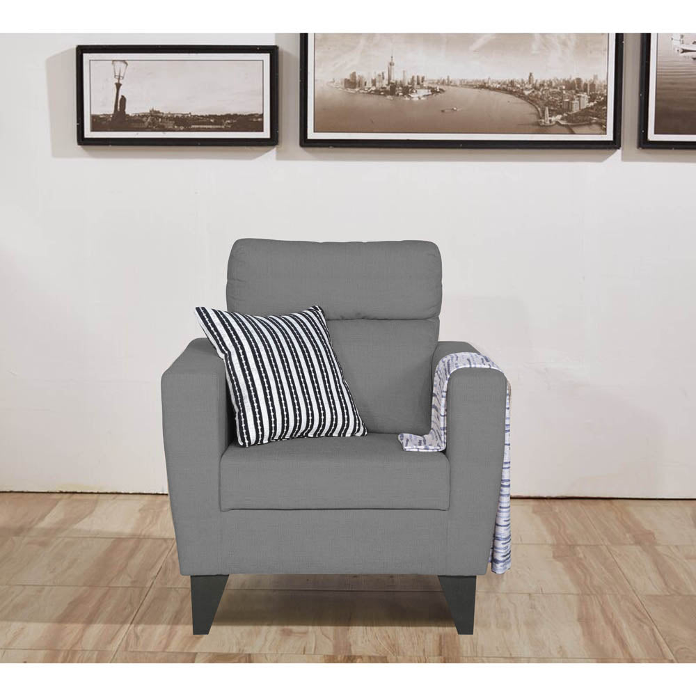 Adorn India Cardello 1 Seater Sofa (Grey) (3 Year Warranty)