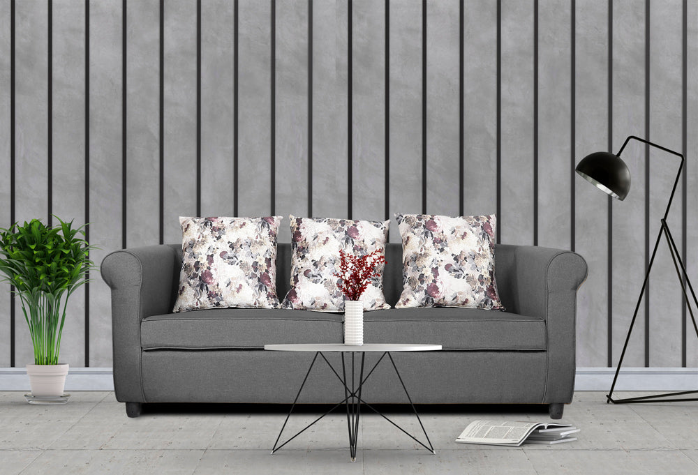 Adorn India Magnum 3 Seater Sofa (Light Grey), Wood, Foam