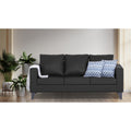 Adorn India Straight line Plus Leatherette 3 Seater Sofa (Black) (3 Year Warranty)