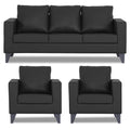 Adorn India Straight line Plus Leatherette 3+1+1 5 Seater Sofa Set (Black) (3 Year Warranty)