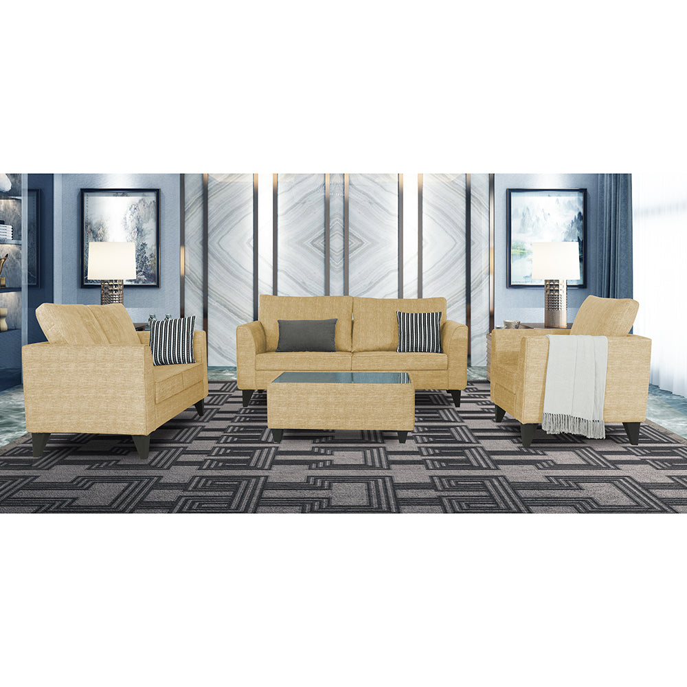 Adorn India Enzo Decent  (3 Years Warranty) 3+2+1 6 Seater Sofa Set with Centre Table (Beige) Modern