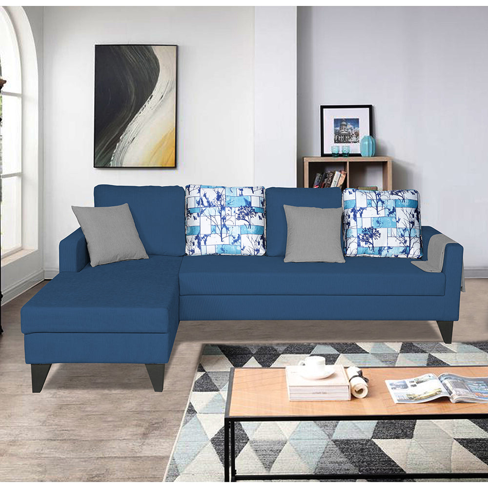 Adorn India Hallton L Shape 5 Seater Sofa Set Digitel Print (Left Hand Side) (Blue) (3 Year Warranty)