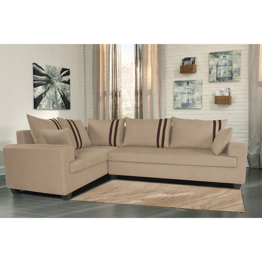 Adorn India Winston L Shape 5 Seater Sofa Set (Left Side) (Beige)