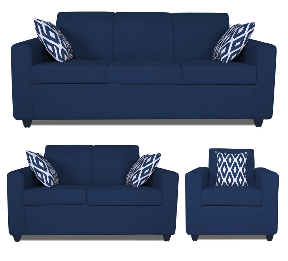 Adorn India Monteno Six Seater 3+2+1 Sofa Set (Blue) (3 Year Warranty)