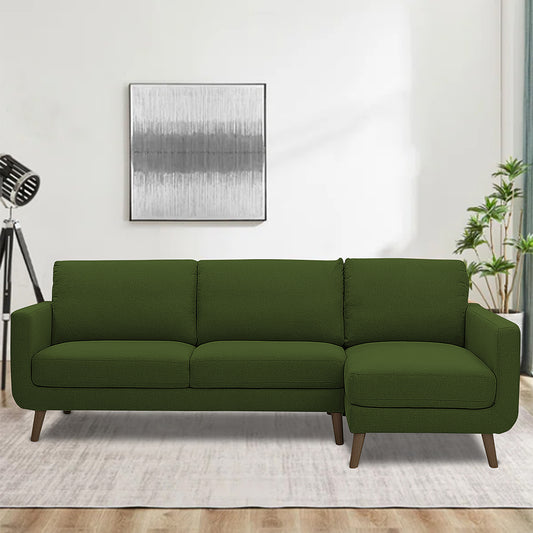 Adorn India Damian L Shape 6 Seater Sofa Set Right Hand Side (Green)
