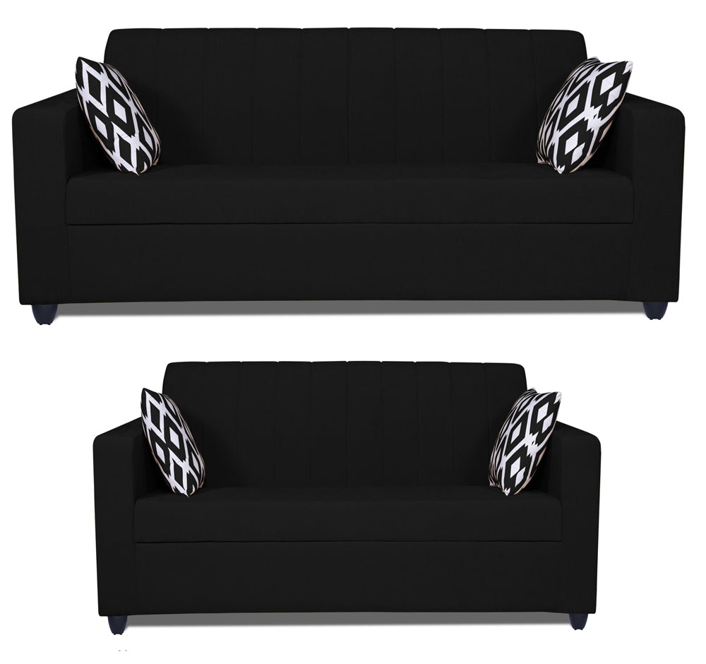Rio Highback 3+2 5 Seater Sofa Set (Black)