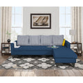 Adorn India Chandler Stripes L Shape 5 Seater Sofa Set RHS (Blue) (3 Year Warranty)
