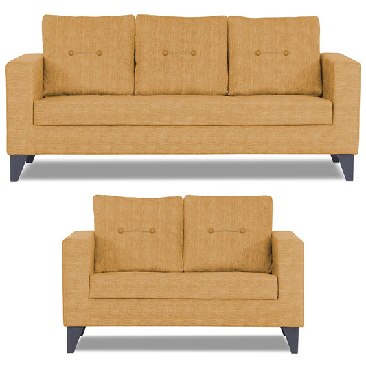 Adorn India Hallton Tufted 3-2 Five Seater Sofa Set (Beige)