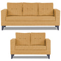 Adorn India Hallton Tufted 3-2 Five Seater Sofa Set (Beige) (3 Year Warranty)