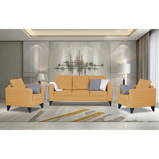 Adorn India Straight Line Plus Decent 3+1+1 5 Seater Sofa Set (Beige)