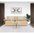 Adorn India Easy Alyn Plus Stripes 4 Seater Wood Sofa Cum Bed (6X6) (Beige) (1 Year Warranty)