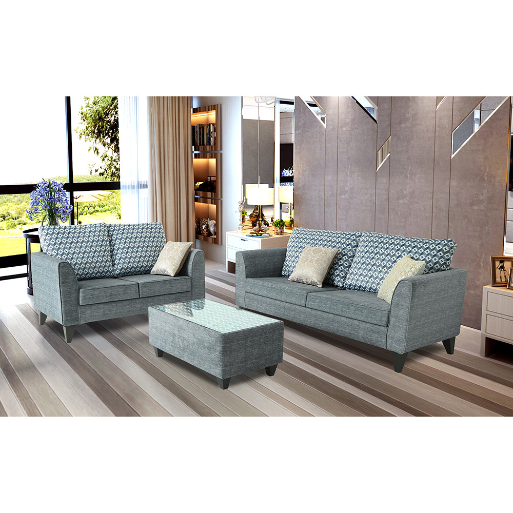 Tornado Bricks 3+2 5 Seater Sofa Set with Centre Table (Grey)