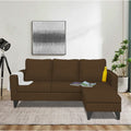 Adorn India Chandler L Shape 4 Seater Sofa Set Plain (Right Hand Side) (Brown)