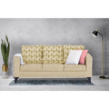Adorn India Straight line Plus Bricks 3 Seater Sofa (Beige) (3 Year Warranty)