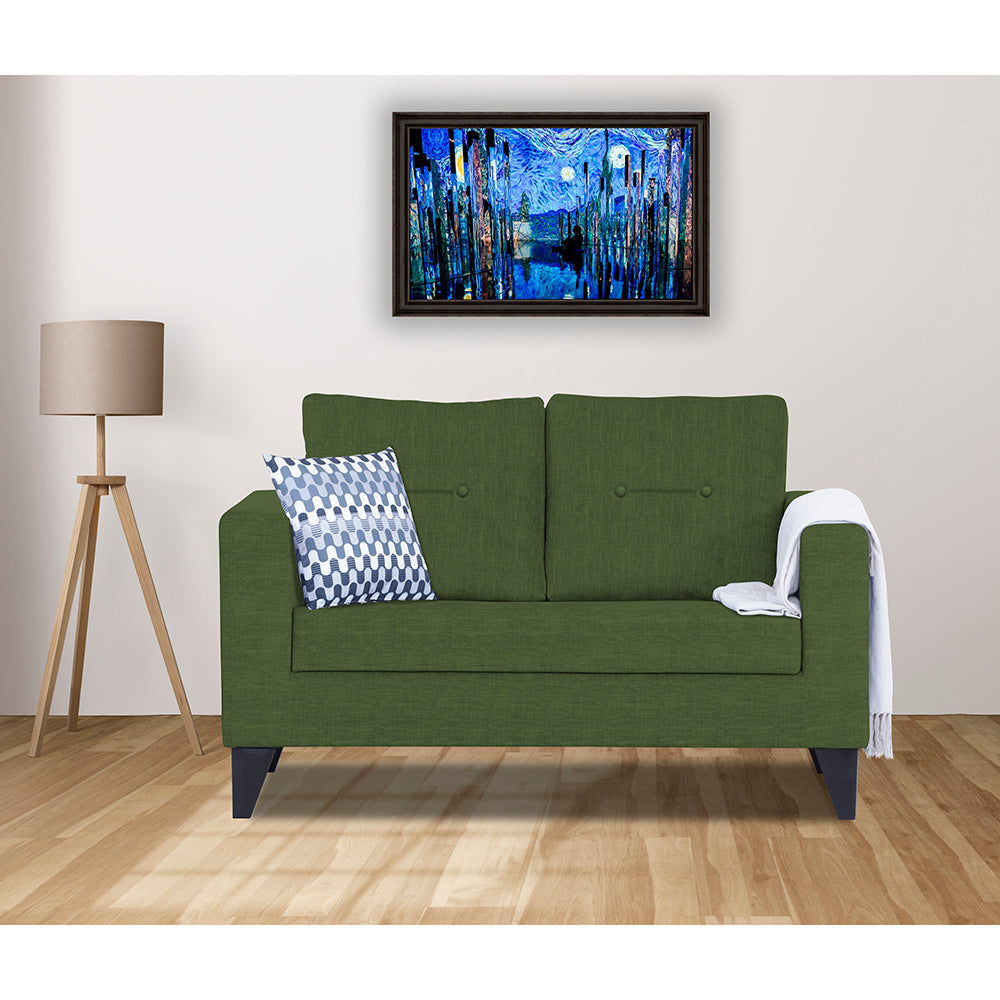 Adorn India Hallton Tufted 2 Seater Sofa (Green) (3 Year Warranty)