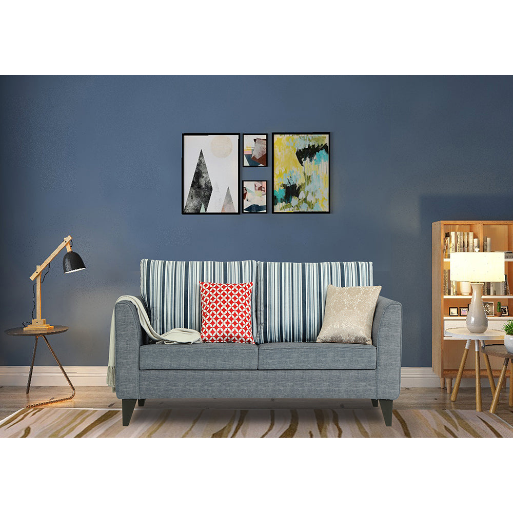 Adorn India Lawson Stripes 2 Seater Sofa (Grey)