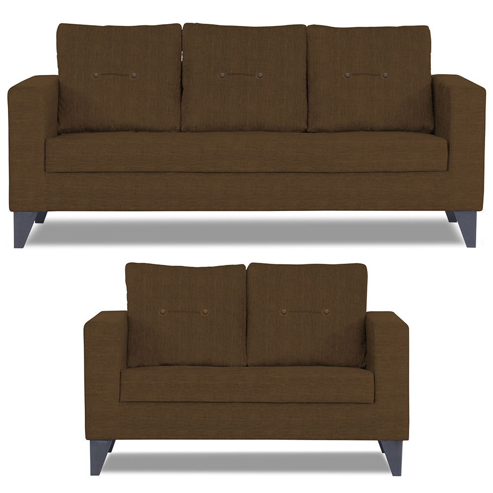 Adorn India Hallton Tufted 3+2 5 Seater Sofa Set (Brown) (3 Year Warranty)
