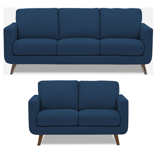 Adorn India Damian 3+2 5 Seater Sofa Set (Blue)