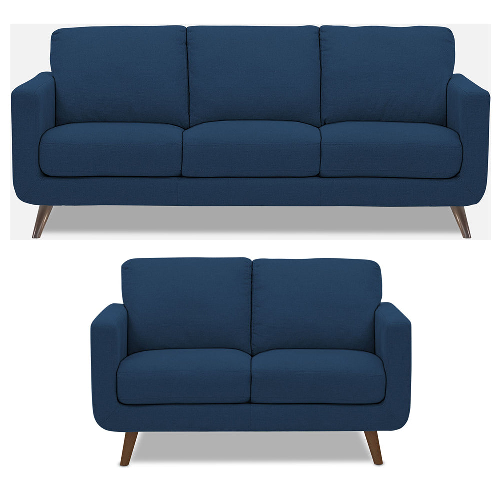 Adorn India Damian 3+2 5 Seater Sofa Set (Blue) (3 Year Warranty)
