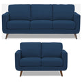 Adorn India Damian 3+2 5 Seater Sofa Set (Blue) (3 Year Warranty)