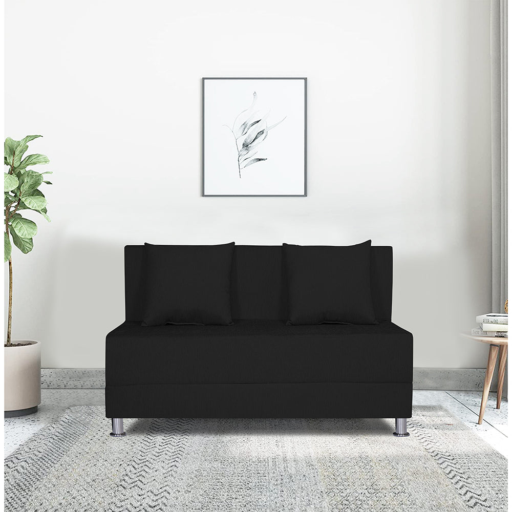 Adorn India Easy Alyn Plus Decent 2 Seater Sofa Cum Bed (4X6) (Black) (1 Year Warranty)