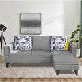 Adorn India Hallton L Shape 4 Seater Sofa Set Digital Print (Grey) (3 Year Warranty)
