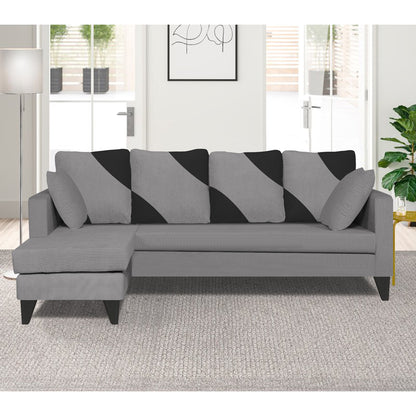 Adorn India Denver L Shape 5 Seater Sofa Set (Left Hand Side) (Grey)