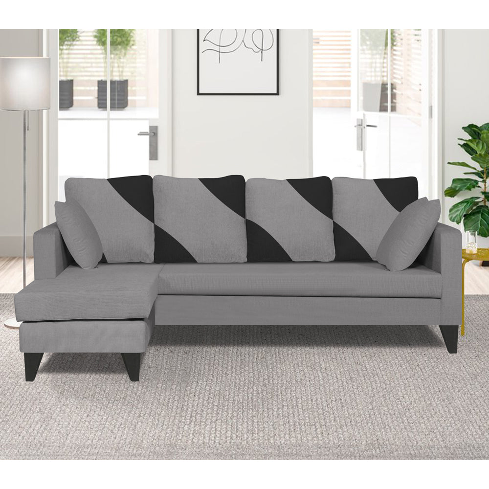 Adorn India Denver L Shape 5 Seater Sofa Set LHS (Grey) (3 Year Warranty)