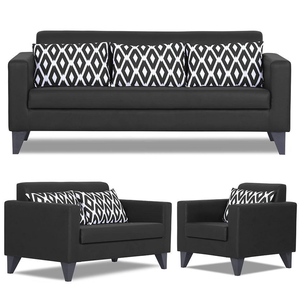 Bladen Leatherette 3+2+1 6 Seater Sofa Set (Black)