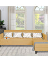 Adorn India Bladen L Shape 5 Seater Sofa Set Floral Print (Right Hand Side) (Beige)