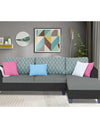 Adorn India Alexia Plus L Shape 5 Seater Sofa Set Blossom (Right Hand Side) (Grey & Black)