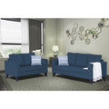 Adorn India Hallton Plain 3+2 5 Seater Sofa Set (Blue) (3 Year Warranty)