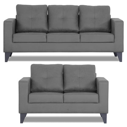 Adorn India Straight line Plus Premium Leatherette Suede 3+2 5 Seater Sofa Set (Grey)