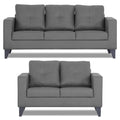 Adorn India Straight line Plus Premium Leatherette Suede 3+2 5 Seater Sofa Set (Grey) (3 Year Warranty)