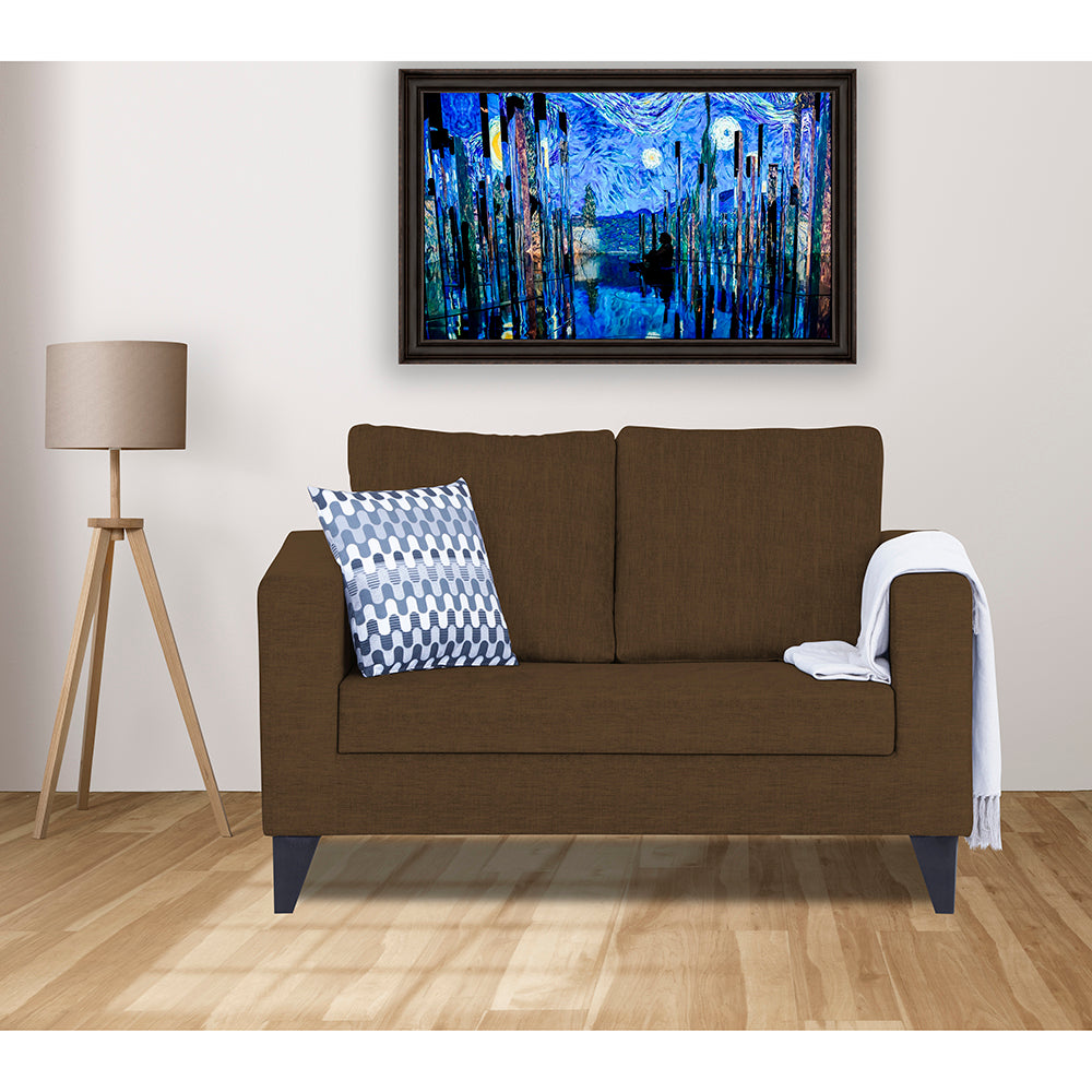 Adorn India Wood Hallton Plain 2 Seater Sofa (Brown) (3 Year Warranty)