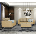 Adorn India Cortina Damask (3 Years Warranty) 3+2 5 Seater Sofa Set with Centre Table (Beige)