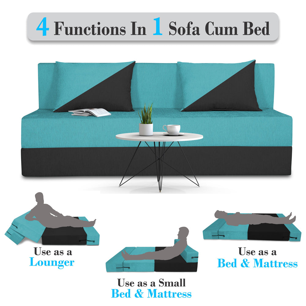 Adorn India Easy Desmond 4 Seater Sofa Cum Bed 6 x 6 (Rust & Black) (1 Year Warranty)