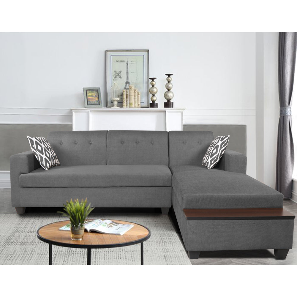 Adorn India Blazer L Shape 6 Seater Sofa Set (Right Side) (Grey)