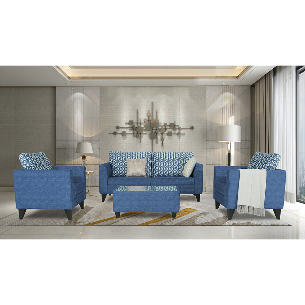 Tornado Bricks 3+1+1 5 Seater Sofa Set with Centre Table (Blue)