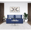 Adorn India Foam Easy Alyn Plus Stripes 3 Seater Sofa Cum Bed (5X6) (Blue) (1 Year Warranty)