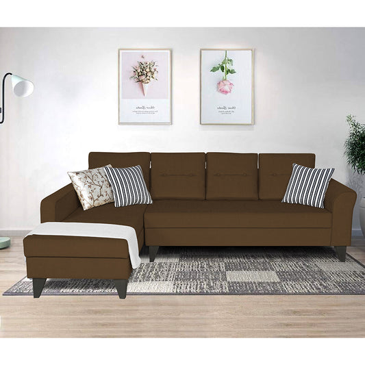 Adorn India Maddox Tufted L Shape 6 Seater Sofa Set (Left Hand Side) (Brown)