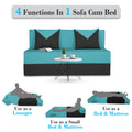 Adorn India Foam Easy Boom 2 Seater Sofa Cum Bed 4 X 6 (Aqua Blue & Black) (1 Year Warranty)